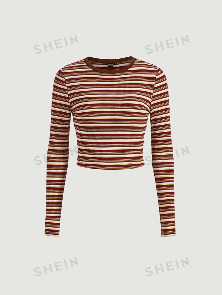SHEIN MOD Striped Crop Tee | SHEIN