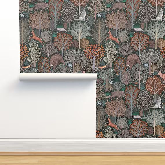 Woodland Creatures Wallpaper  Forest Animals by - Etsy | Etsy (US)