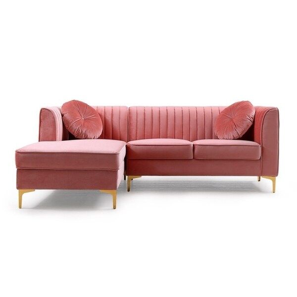 Divani Casa Rachel Modern Pink Velvet Sectional Sofa | Bed Bath & Beyond