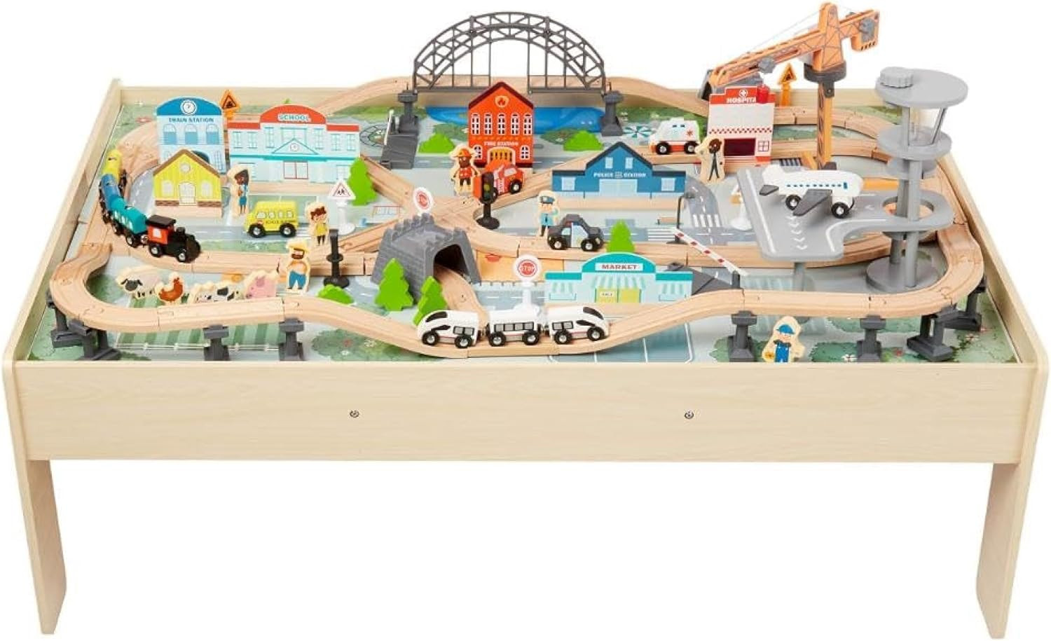 Amazon Basics 120-piece Train Set and Table-kids Gift for Age 3Y+, Multi, 47.4 x 33.46 x 16.14 in... | Amazon (US)