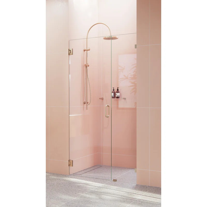 Illume 39.75 in. x 78 in. Fully Frameless Wall Hinge Shower Door | Wayfair North America