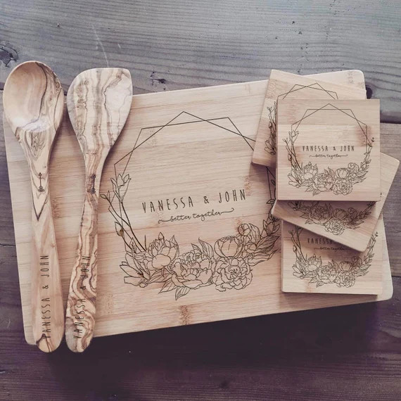Custom Chopping Board, Personalized Cutting Board Set - Custom Wedding Gift, Engagement Present, ... | Etsy (US)