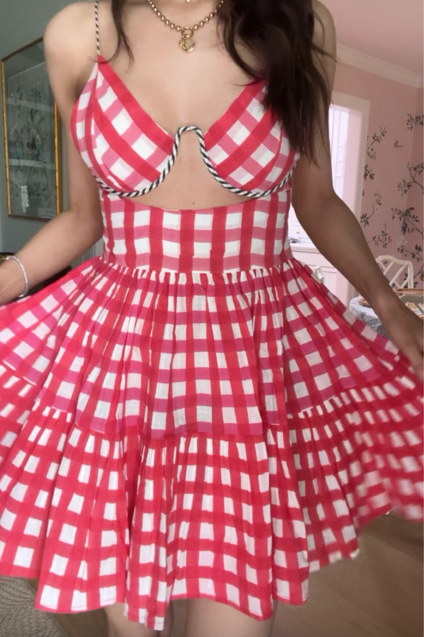 Gingham cutout dress on clearance 