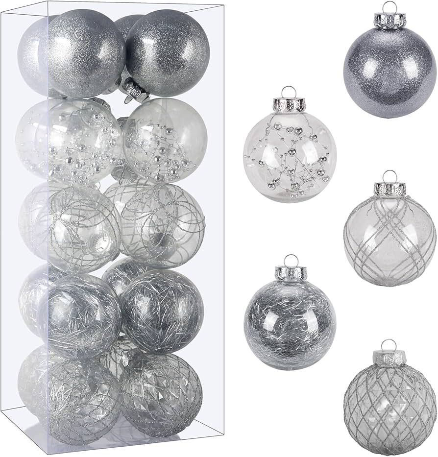Christmas Ball Ornaments Set, 20ct Large Clear Shatterproof 3.15" Christmas Ornaments for Christm... | Amazon (US)