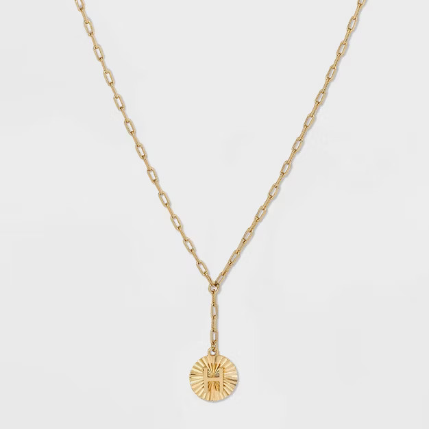 14K Gold Plated Initial Pendant Chain Necklace - A New Day™ Gold | Target