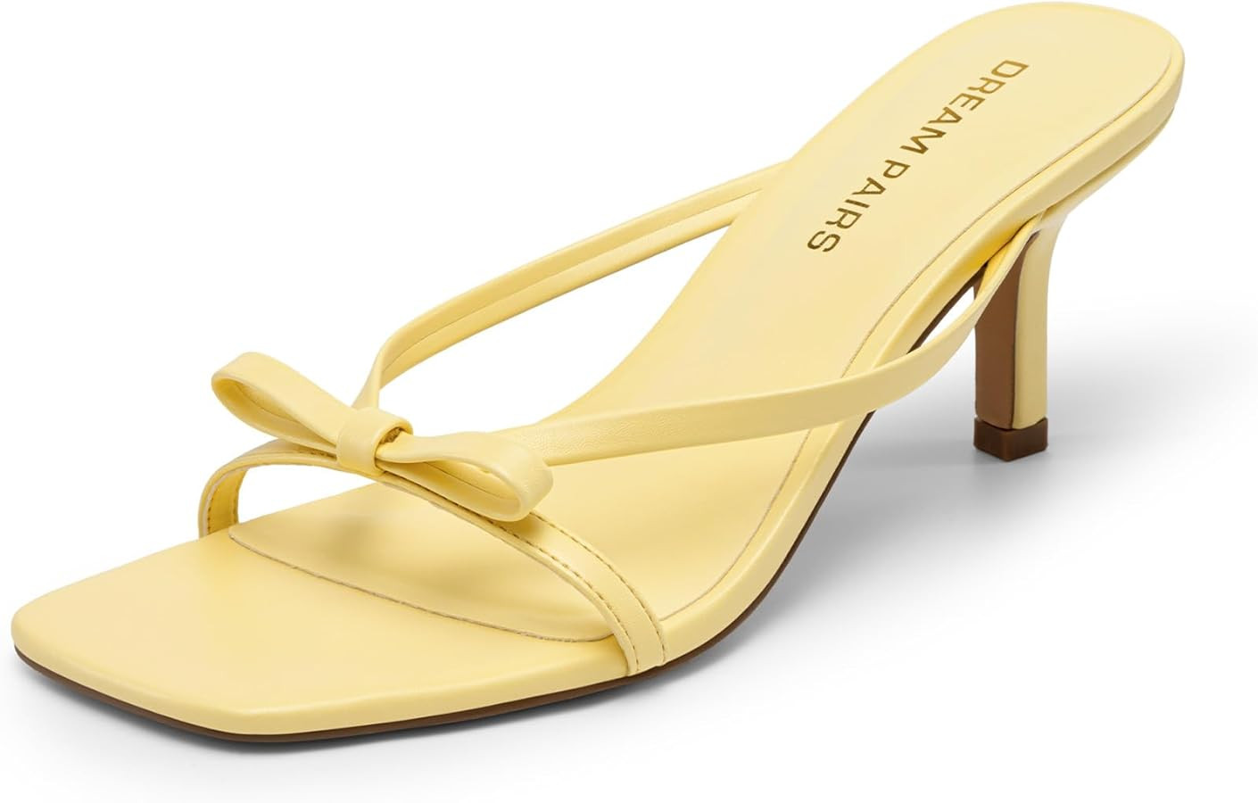 DREAM PAIRS Women's Bow Heels – Kitten Heel Mule Sandals, Square Toe Strappy Slip On Dress Heel... | Amazon (US)