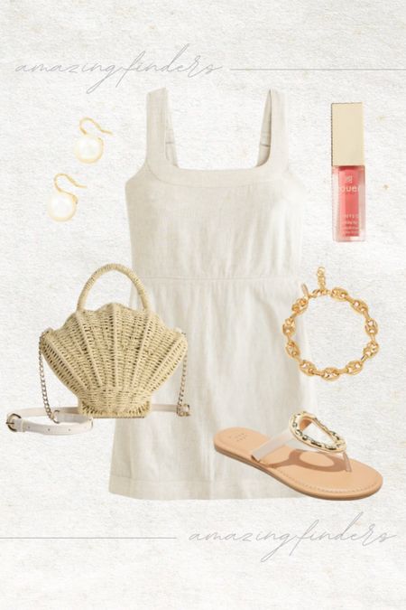 Summer outfit idea! Summer dress. Linen dress. Shell handbag. Straw handbag

#LTKStyleTip #LTKTravel