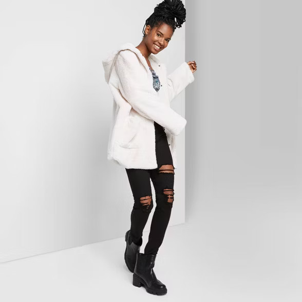 Women's Faux Fur Hooded Coat - Wild Fable™ | Target