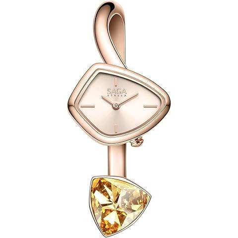 SAGA Illusion Women's Luxury Cuff Bangle Watch, Shaped Mineral Case, 316L Stainless Steel Bracele... | Amazon (US)