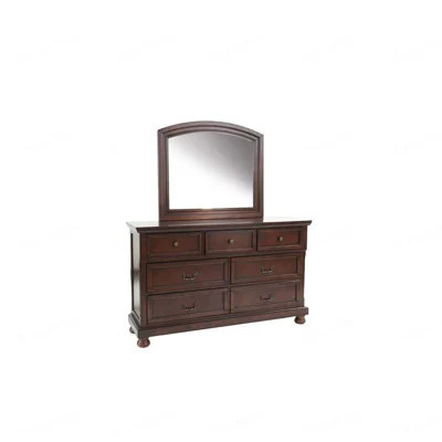 Dresser 3 Small Drawers 4 Large Drawers Bun Feet Pull Handles Round Knobs Cherry | Wayfair North America