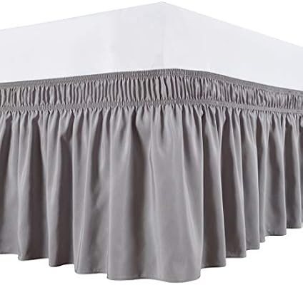 Biscaynebay Wrap Around Bed Skirts Elastic Dust Ruffles, Easy Fit Wrinkle and Fade Resistant Silk... | Amazon (US)