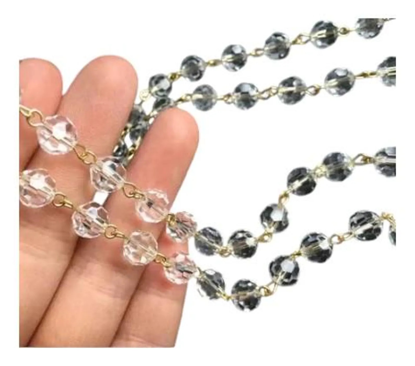 36" Vintage Chandelier Crystal FACETED Crystal Bead Chain With Gold Wire - Etsy | Etsy (US)