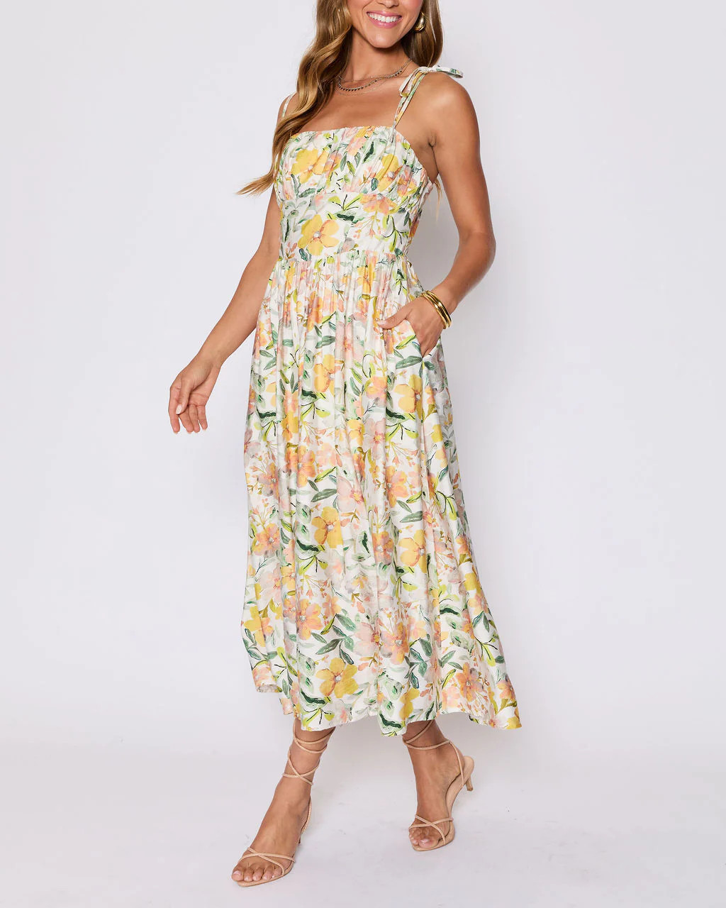 Emory Floral Tie Shoulder Maxi Dress | VICI