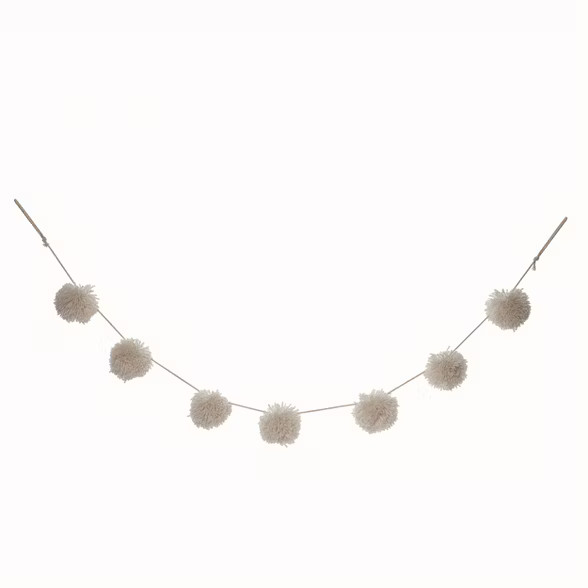 Transpac Polyester White Christmas Plush Pom Garland | Target
