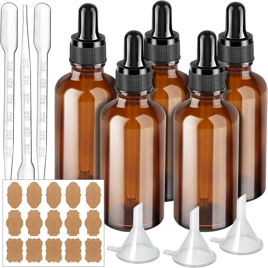 Teenitor Dropper Bottle 50ml Glass Eye Dropper Bottles 5PCS Tincture Bottles With Dropper Amber B... | Amazon (US)