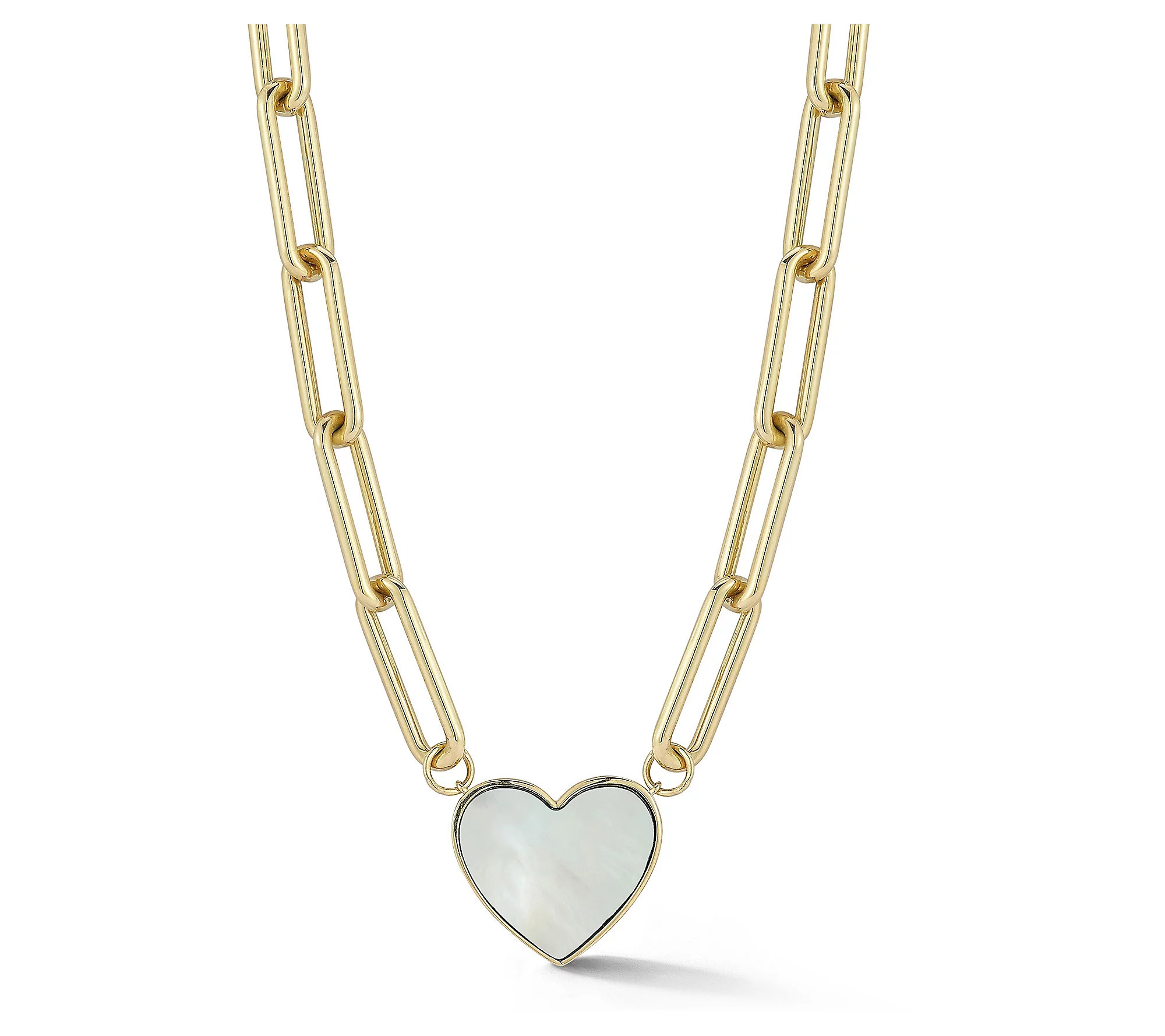 Luminosa Gold Mother of Pearl Heart Necklace, 1 4K | QVC