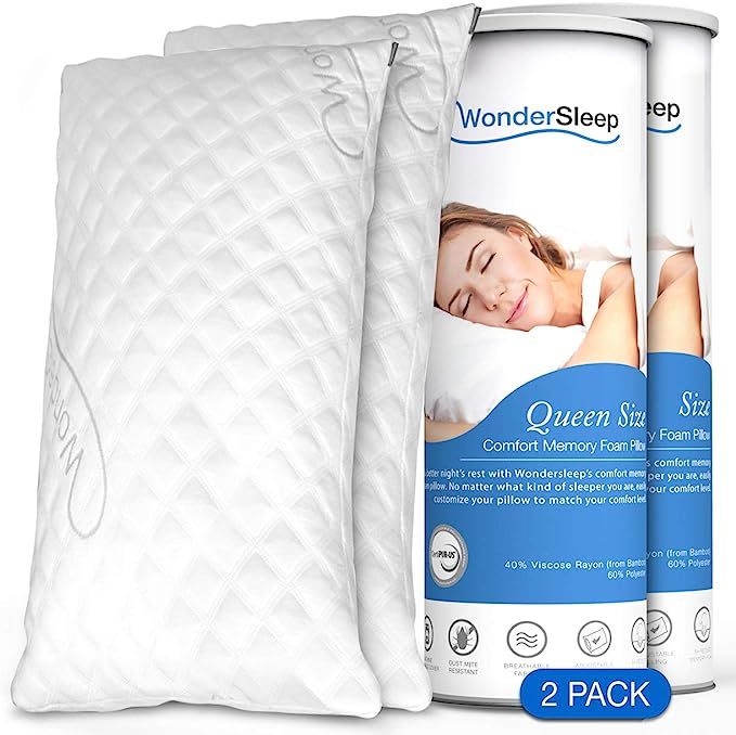 WonderSleep Premium Adjustable Loft [Queen Size 2-Pack] - Shredded Hypoallergenic Memory Foam for... | Amazon (US)