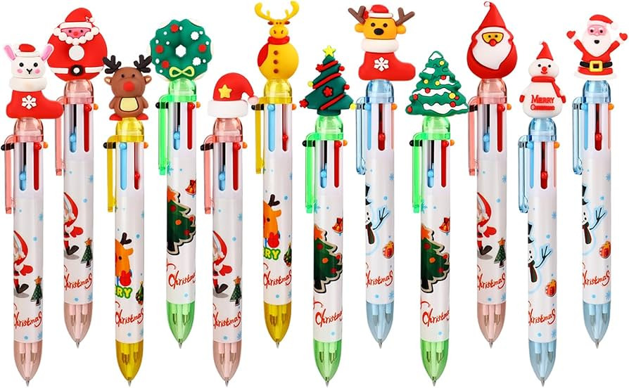 Enyeopd 12pcs Christmas Pens Multicolor Retractable Ballpoint Pen Bulk 6 In 1 12 Style For Christ... | Amazon (US)