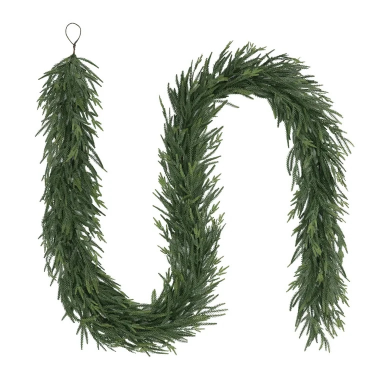 My Texas House 9ft Natural Feel Norfolk Artificial Christmas Garland, Non-lit, Green, Soft PE - W... | Walmart (US)