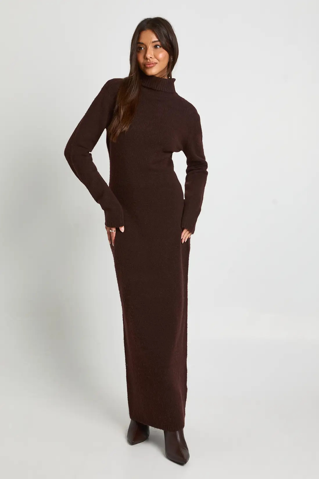 Roll Neck Super Soft Knitted Maxi Dress | Boohoo.com (UK & IE)