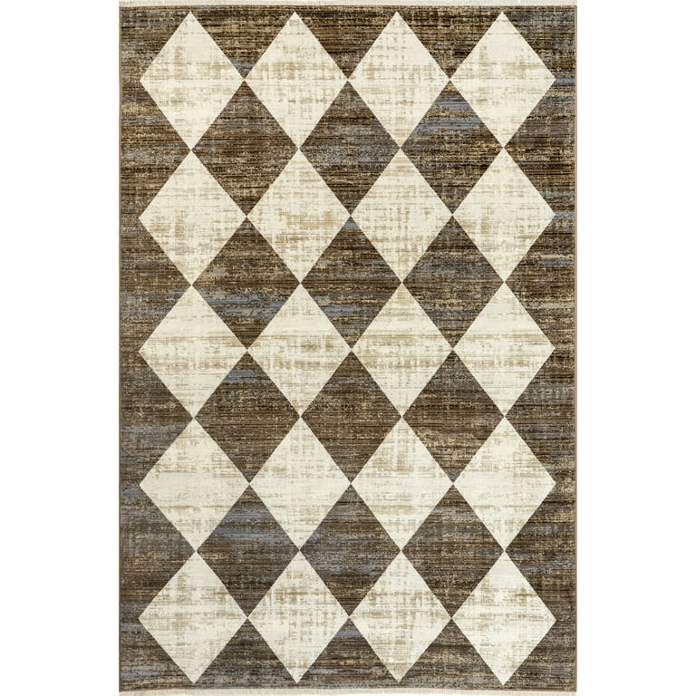 nuLOOM Meline Checkered Fringe Area Rug, 8' x 10' 2", Beige | Walmart (US)
