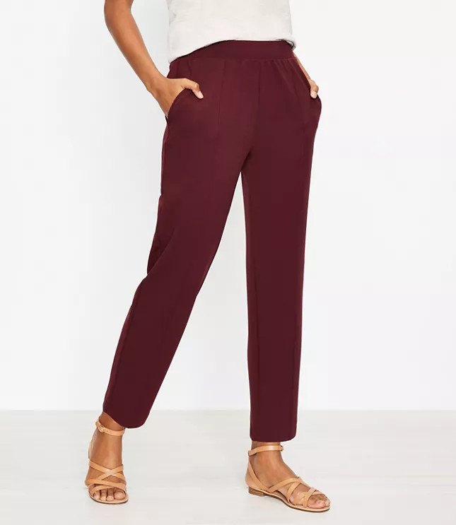 Pintucked Tapered Pants in Crepe | LOFT