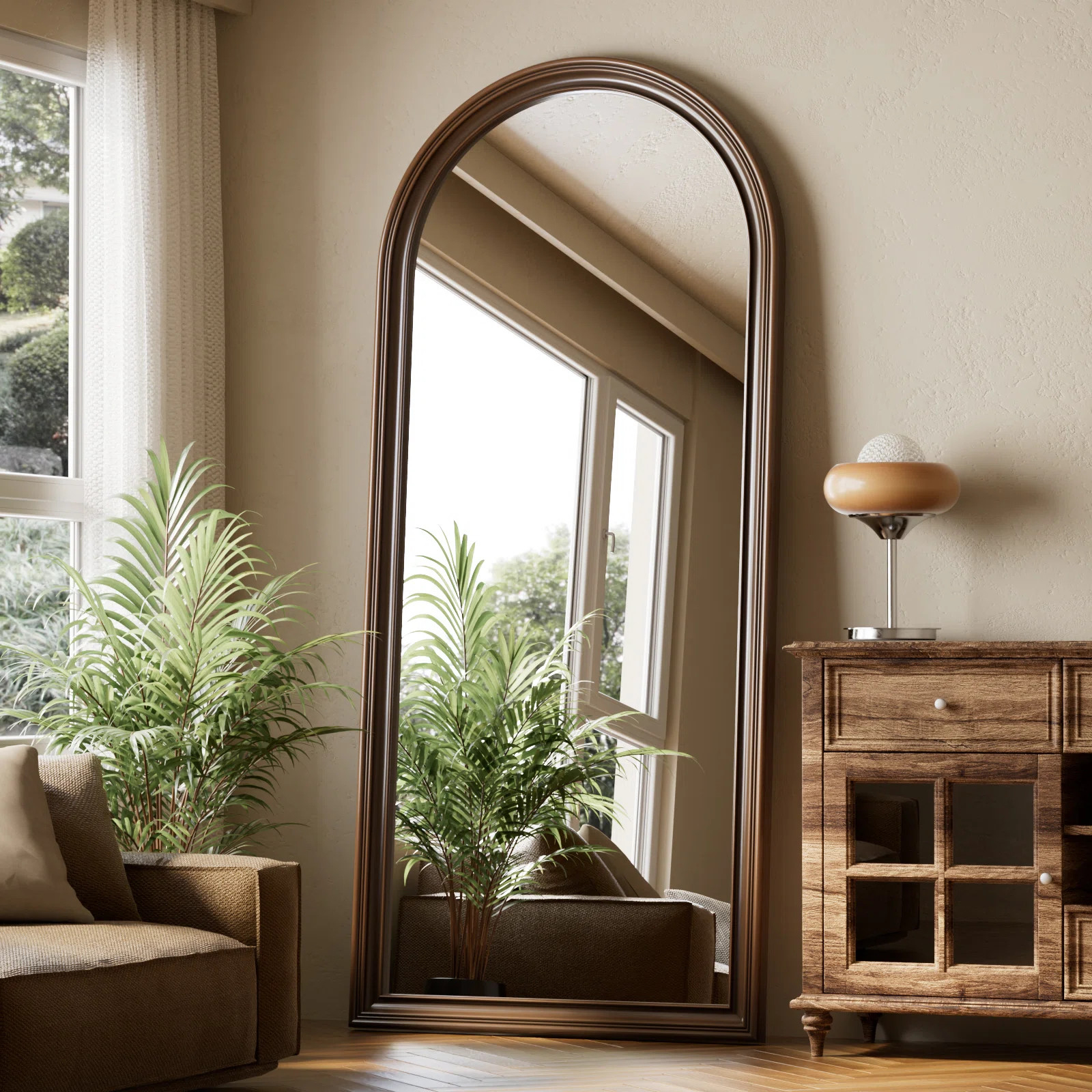 Vintage Arched Full Length Mirror 32"X71" Standing Floor Mirror Full Body Mirror With PU Frame | Wayfair North America