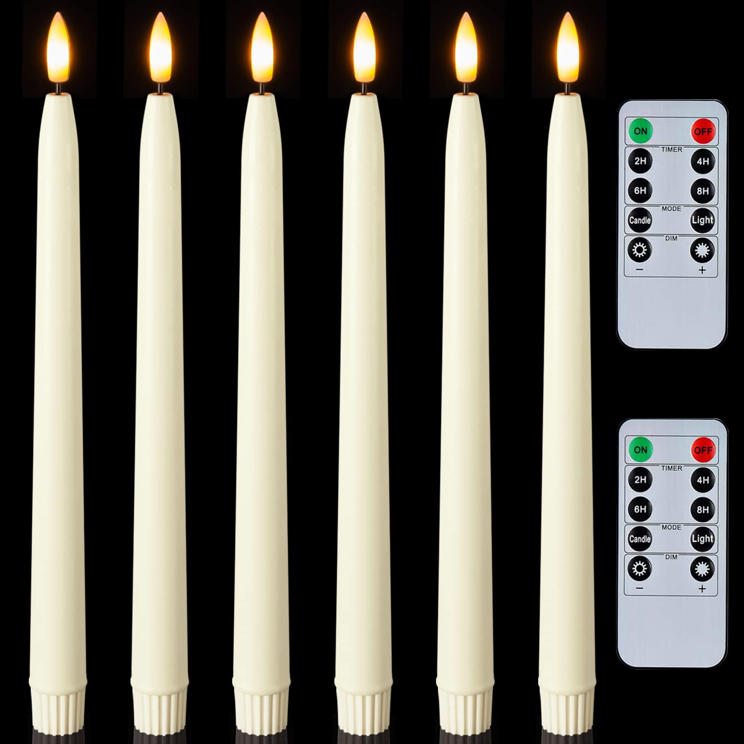 Homemory 11 inches Waxy Flameless Taper Candles with Remote Timer Dimmer, 6 Pcs Battery Operated ... | Amazon (US)