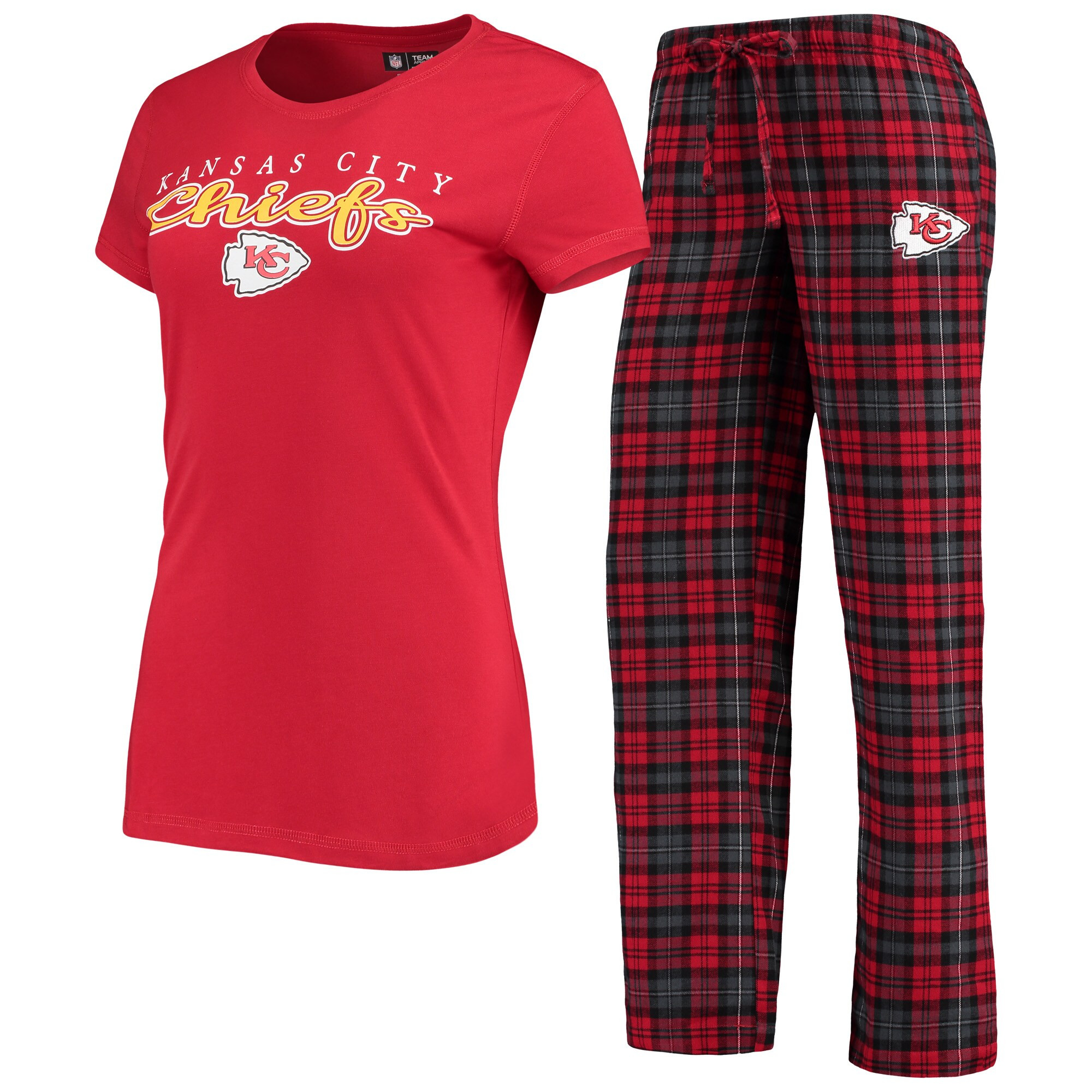 Women's Kansas City Chiefs Concepts Sport Red/Black Logo T-Shirt & Pants Set | NFL Shop