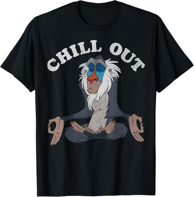 Disney Lion King Rafiki Chill Out Meditation Graphic T-Shirt | Amazon (US)