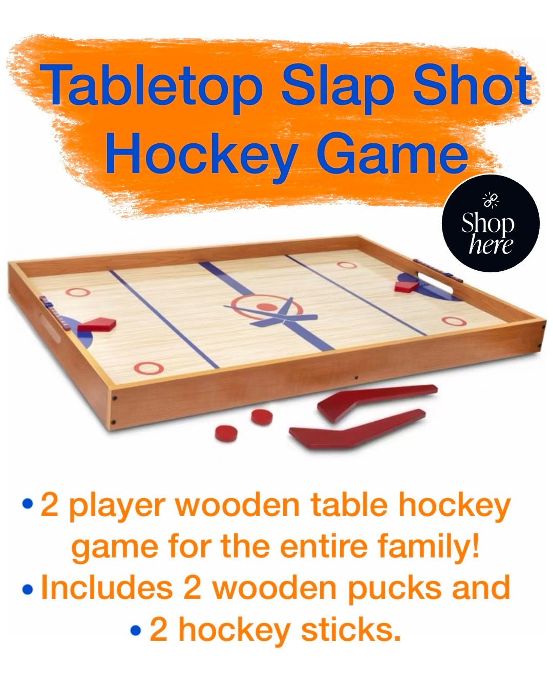 Tabletop hockey game! 2 player wooden table hockey game for the entire family! Includes 2 wooden pucks and 2 hockey sticks. This looks so fun! 

#LTKmomlife #LTKdayinmylife #LTKKids