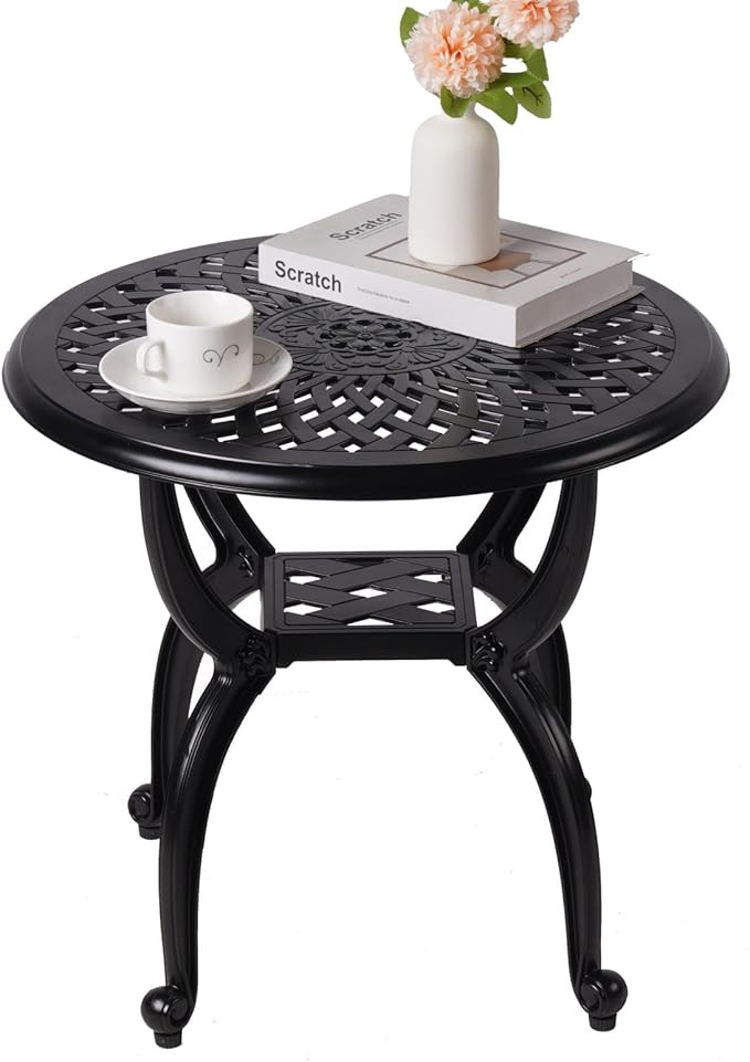 Cast Aluminum Outdoor Side Table,Small Patio Table,Outdoor Coffee Tables for Patio,Garden,Balcony... | Amazon (US)