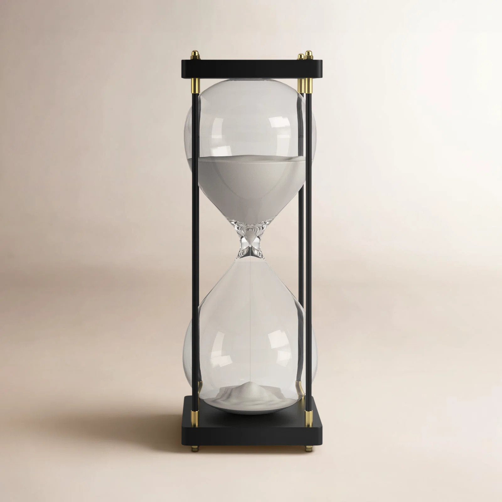 Leeds 12” Hourglass Timer with White Sand, Decorative Timepiece with Black Wood Frame and Gold ... | Wayfair North America