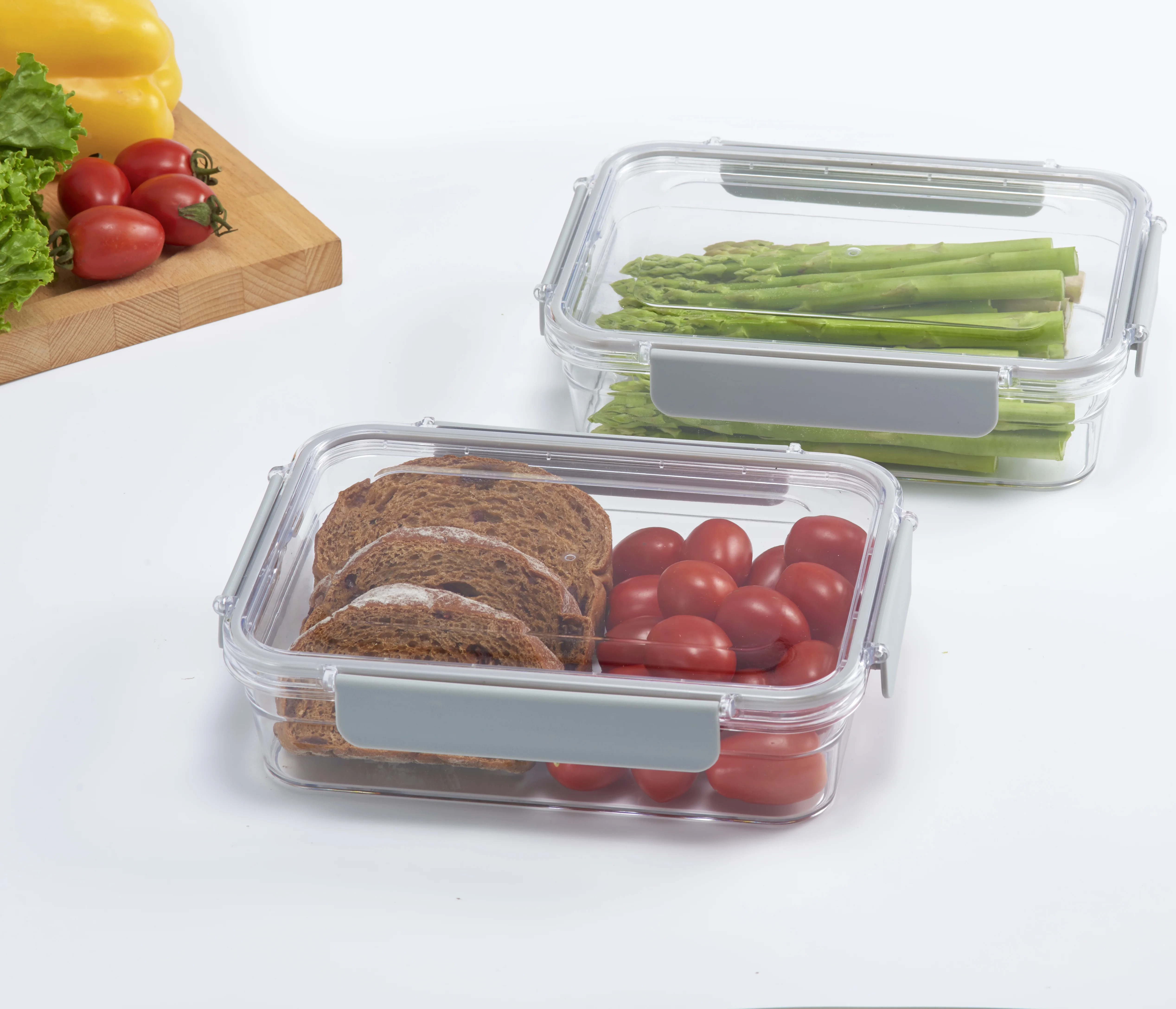 Mainstays 2PK 1300ML Rectangualr Tritan Food Storage Container, Clear Lid & Container, Light Grey... | Walmart (US)