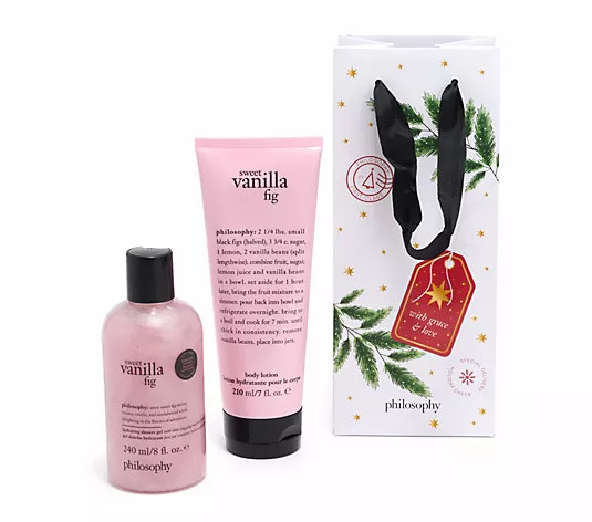 philosophy shower gel 8oz & body lotion 7oz w/ holiday gift bag - QVC.com | QVC