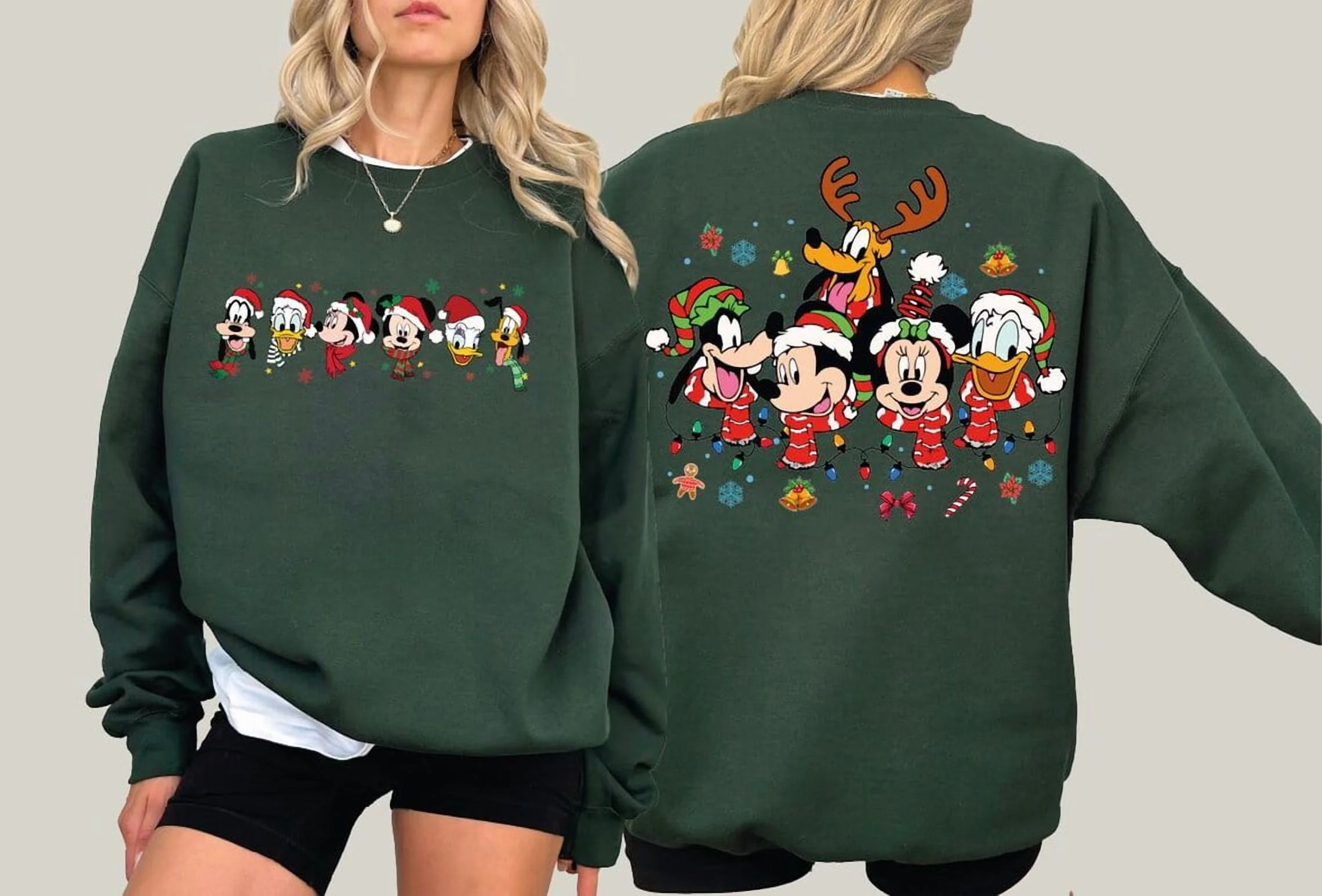 Disney Family Christmas Sweatshirt, Two-Sides Disney Family Christmas Crewneck, Disney Character ... | Walmart (US)