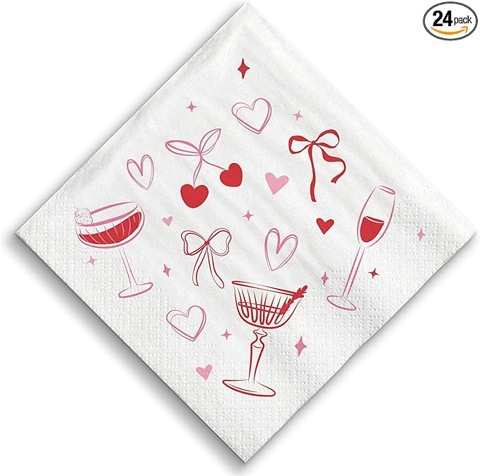 Big Dot of Happiness Drinks with the Girls Napkins, Galentine's Day or Red & Pink Bows, Hearts, C... | Amazon (US)