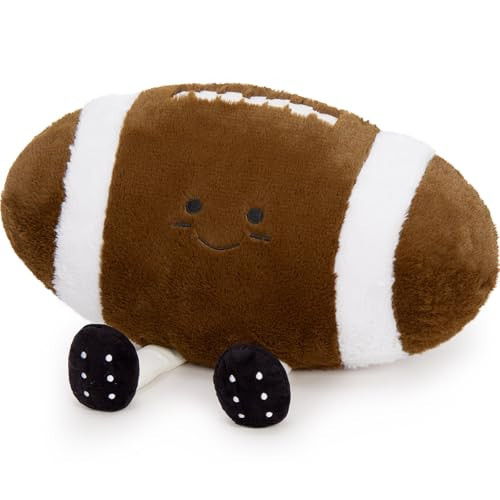 Muiteiur 18.5" Football Plush Toy, Stuffed Rugby Plush with Cute Smile | Amazon (US)