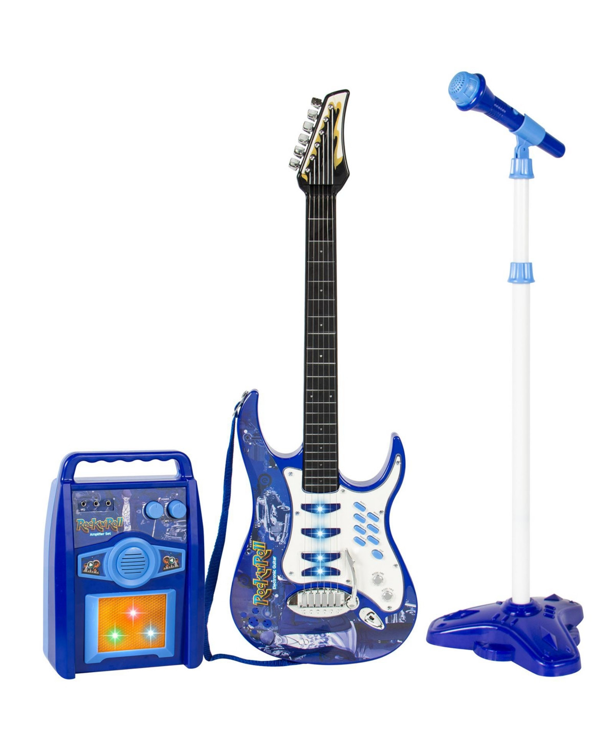 Best Choice Products Kids Electric Musical Guitar Toy Play Set w/ 6 Demo Songs, Whammy Bar, Microphone, Amp, Aux - Blue | Macy's