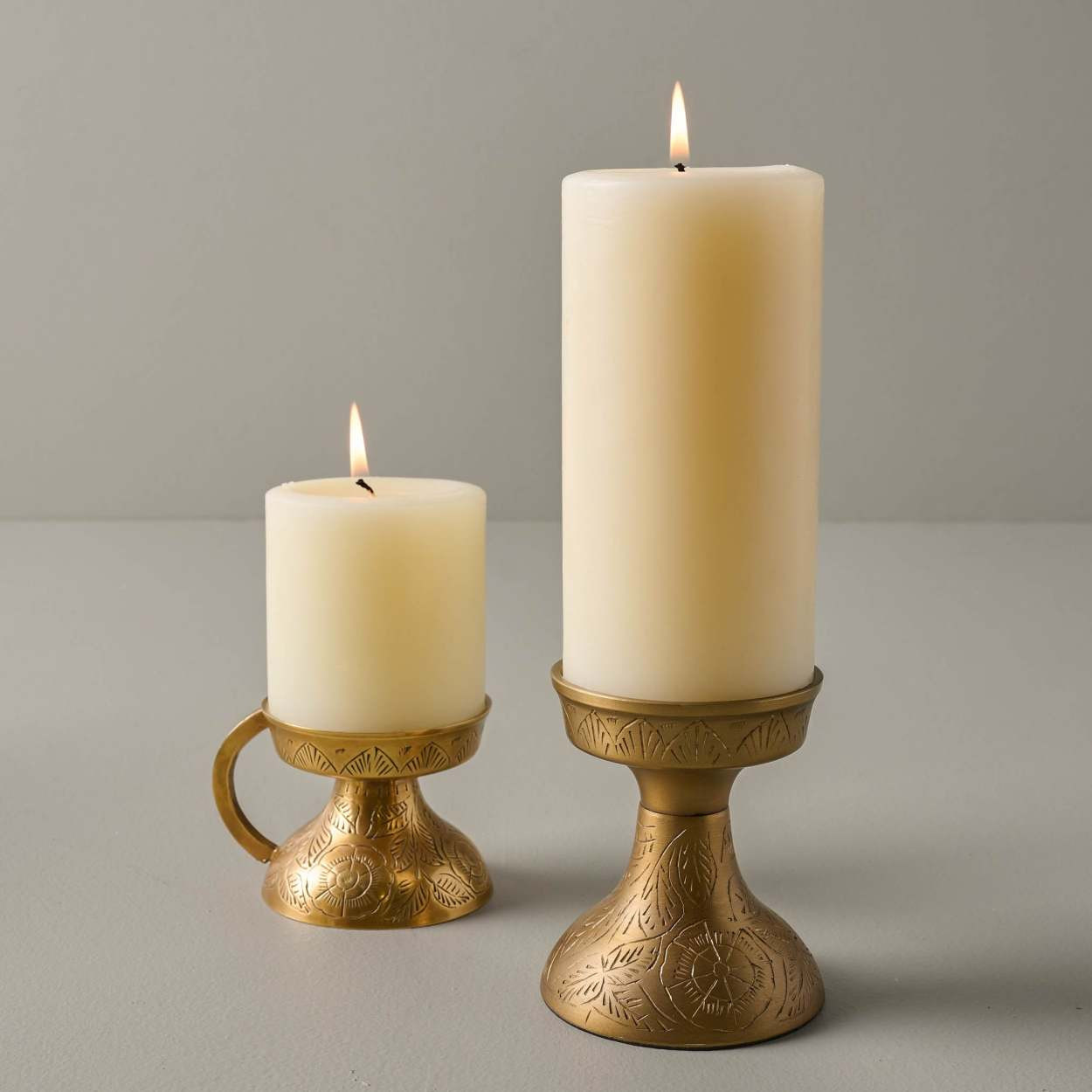 Etched Brass Pillar Holder | Magnolia