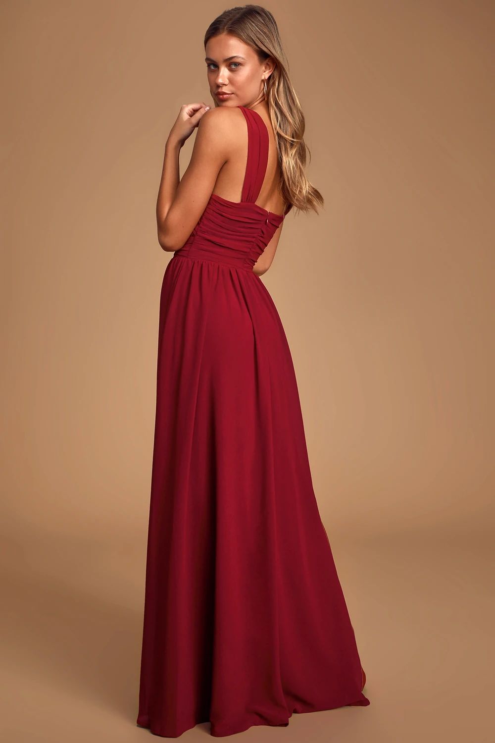 Divine Inspiration Burgundy Halter Maxi Dress | Lulus (US)