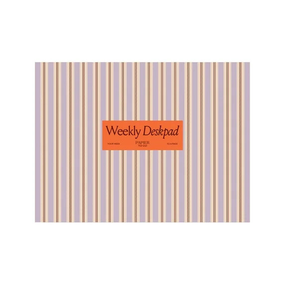Papier To Go, Tear Away Pages Weekly Desk Pad Planner, Softcover, 9.5"" x 7.1"" inches, Stripe Pr... | Walmart (US)