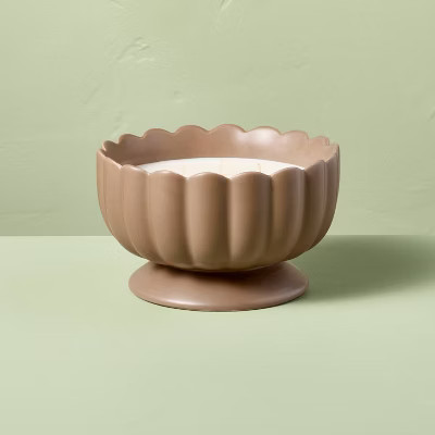 5 Wick Footed Ceramic Scalloped Rim Salted Honey Jar Candle 34oz - Hearth & Hand™ with Magnolia | Target