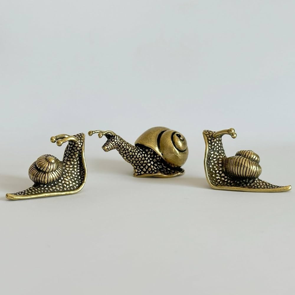 3Pcs Brass Snail Statue Decor, Retro Mini Copper Snail Statue Home Decoration for Living Room and... | Amazon (US)