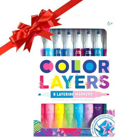 Ooly Color Layers Double Sided Markers - Set of 8 Colored Markers, 16 Colors Chisel and Point Tip... | Amazon (US)
