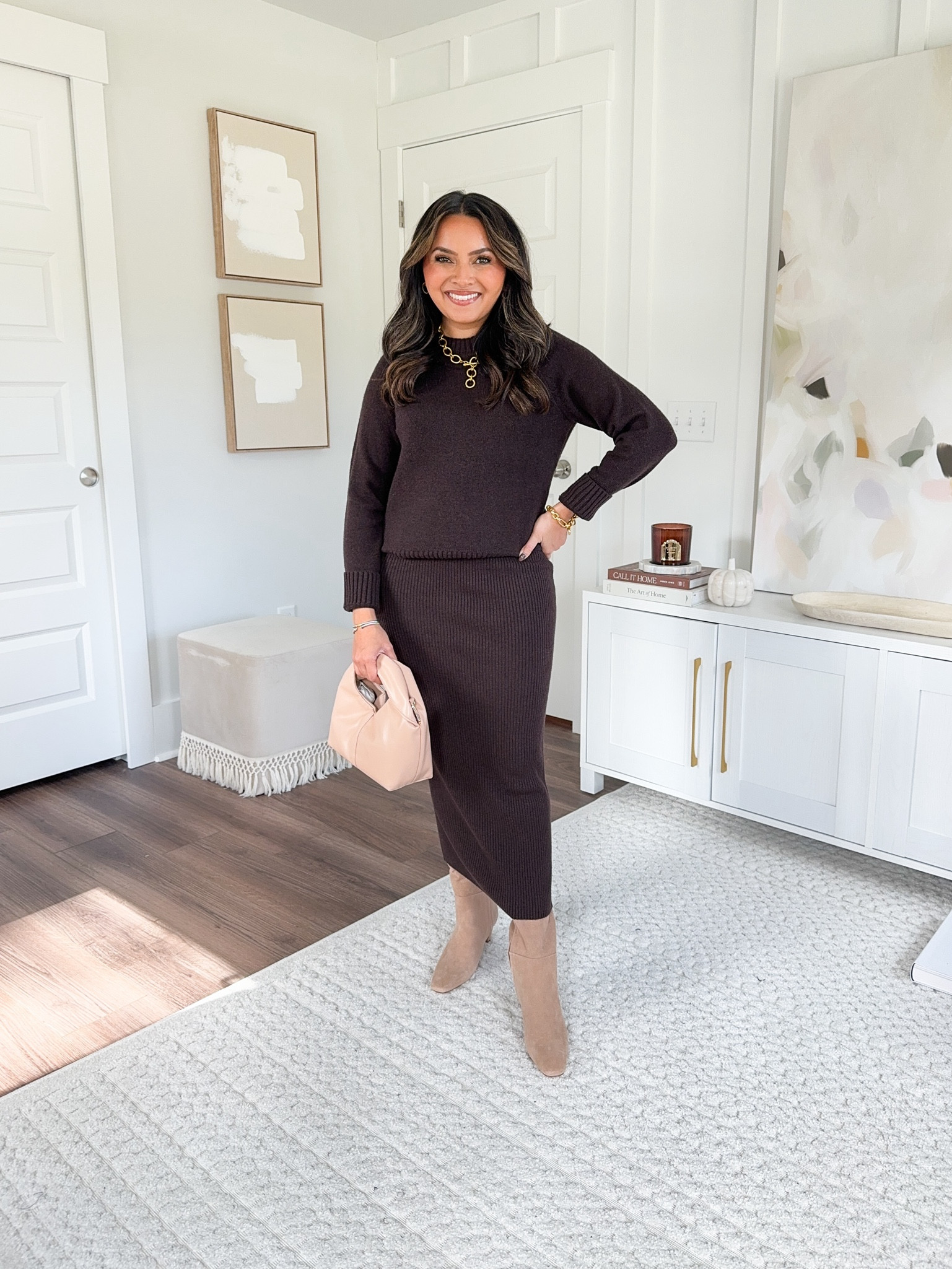 Terra Brown sweater size xs petite TTS
Terra Brown sweater skirt sixe xs petite TTS 
Tan boots size 5 TTS

Fall outfit 
Fall style
Thanksgiving outfit 
Holiday outfit 

Honey sweet petite 


#LTKHoliday #LTKSaleAlert #LTKStyleTip