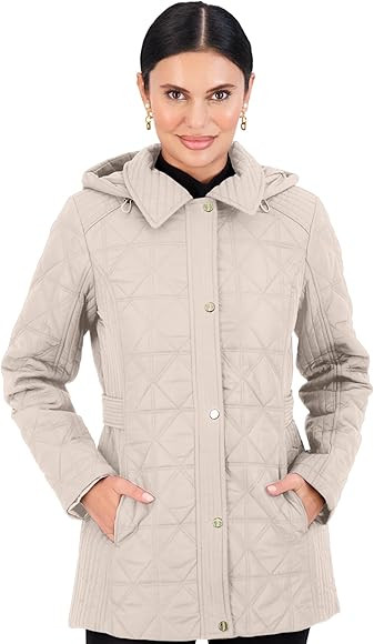 Jones NY Quilted Women's Puffer Jacket Womens Winter Coat with Removable Hood | Amazon (US)