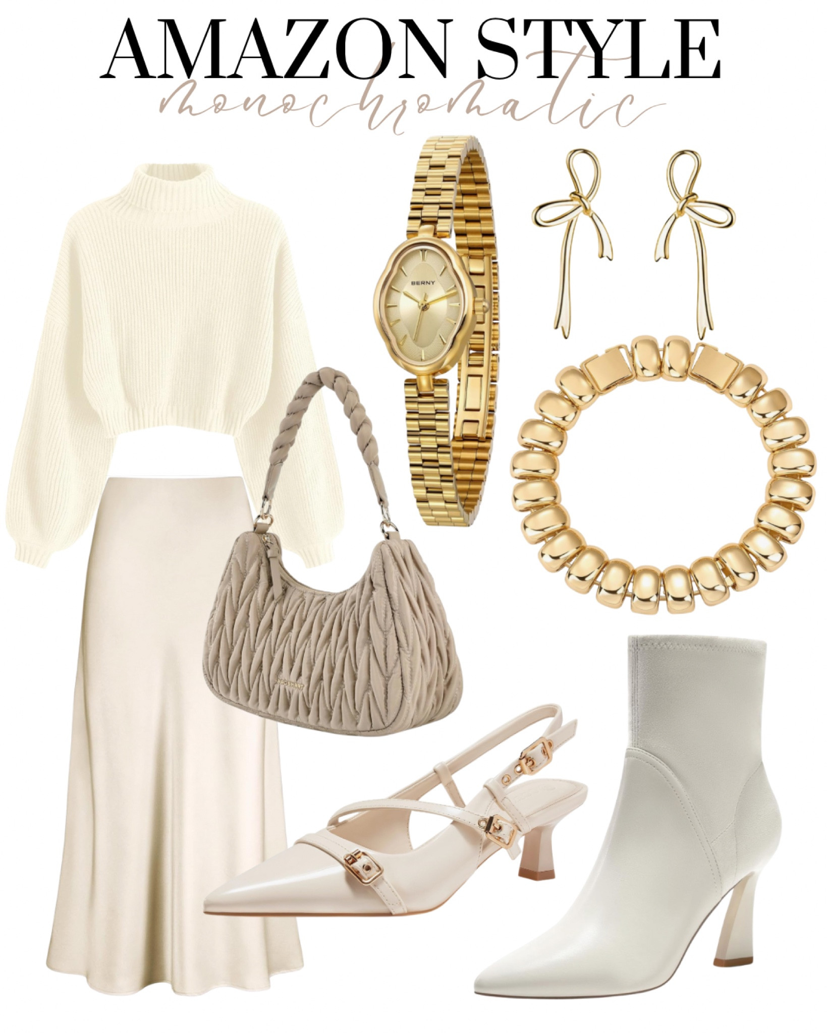Monochromatic chic winter outfit idea #silkskirt #monochromatic 

#LTKFindsUnder100 #LTKStyleTip #LTKShoeCrush