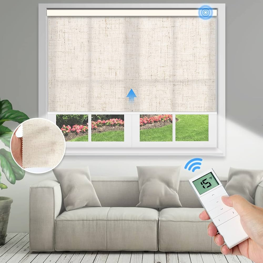 Motorized Light Filtering Roller Shades with Remote Control, Smart Blinds for Windows Work with A... | Amazon (US)
