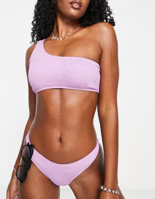 South Beach textured one shoulder bikini top in lilac | ASOS | ASOS (Global)